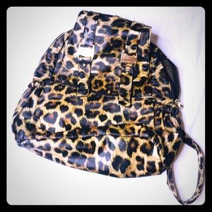 Leopard print backpack vegan leather